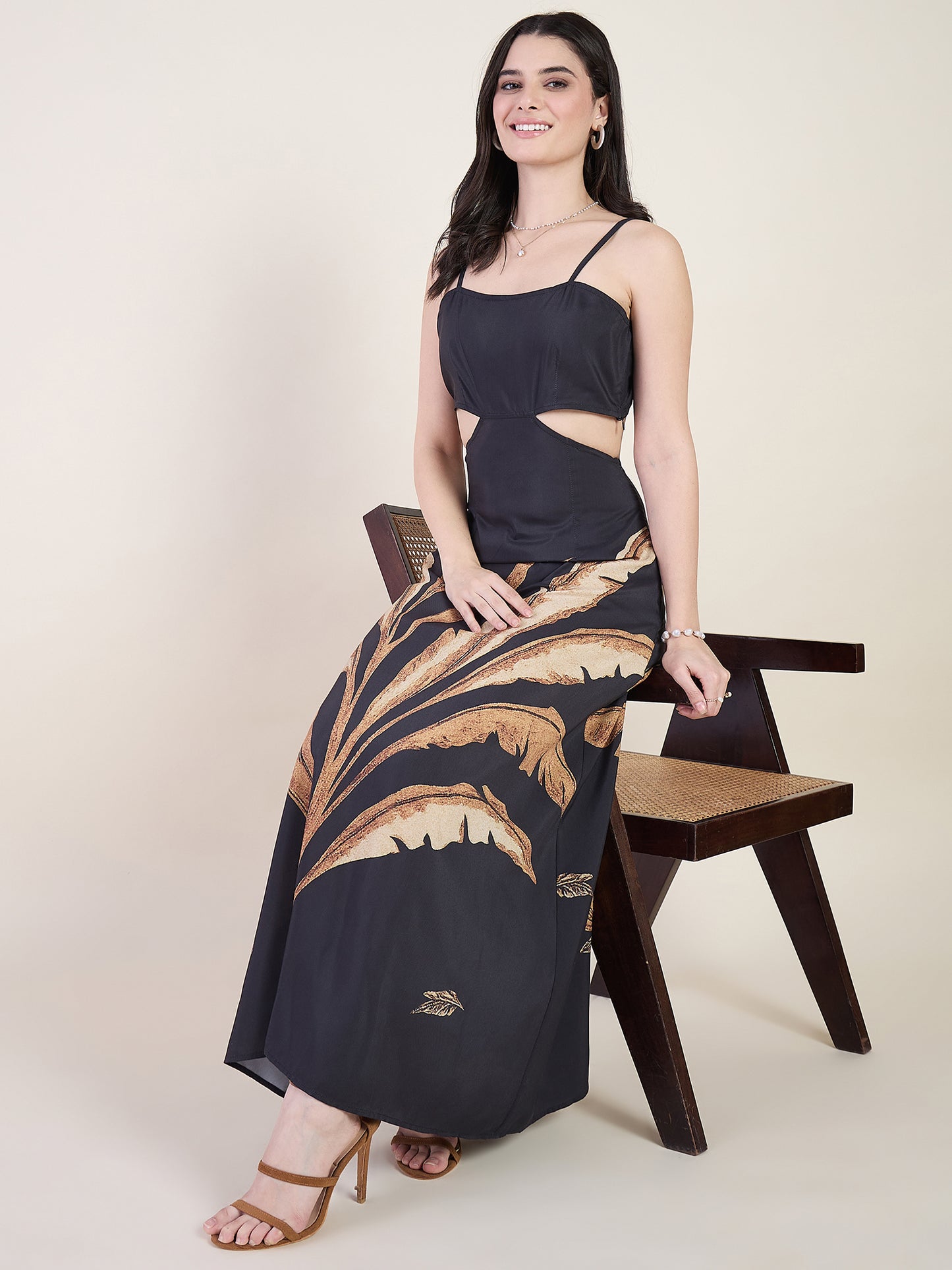 Viana Printed Cutout Maxi Dress