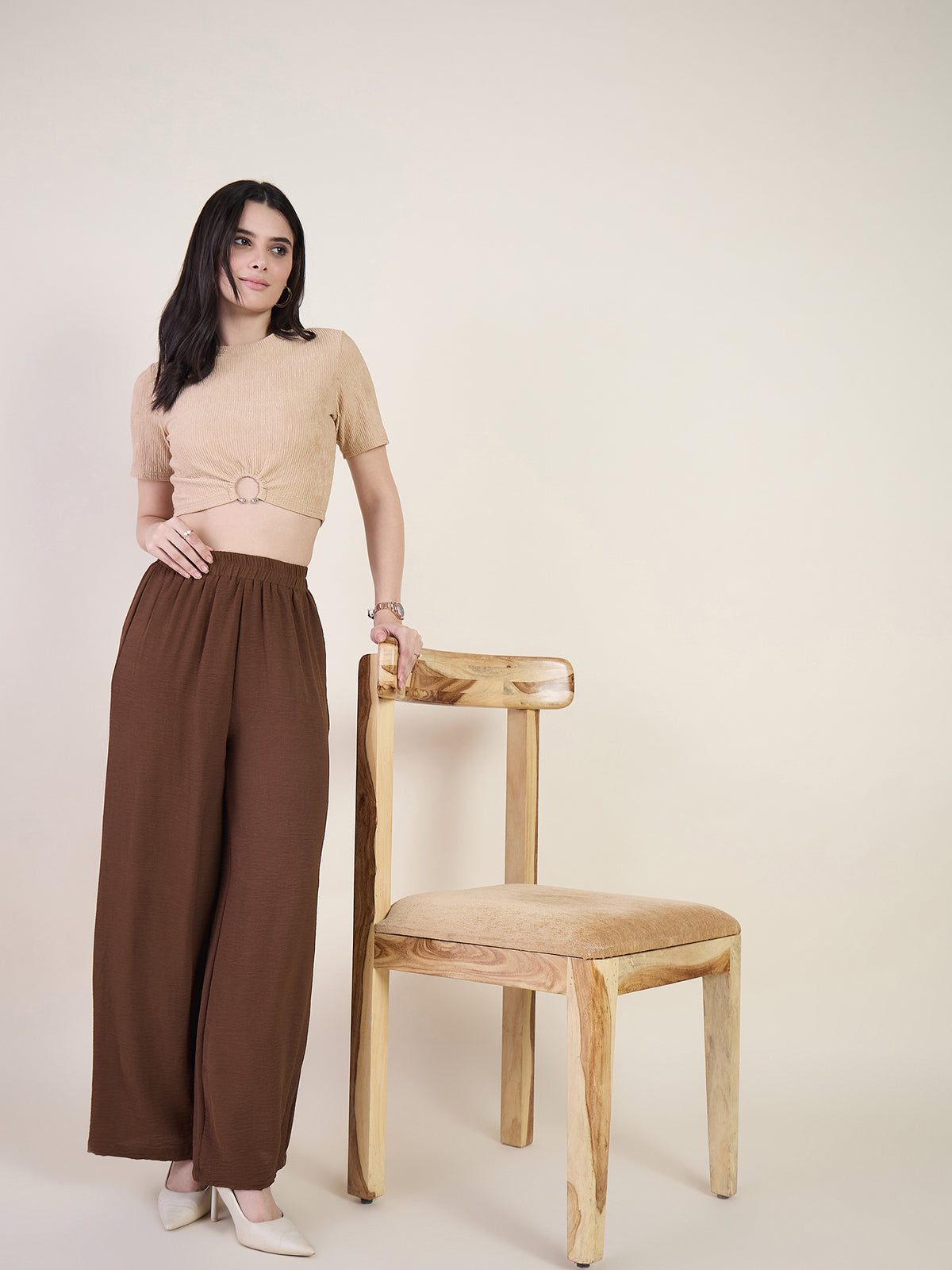 High Waist Pleated Wide Leg Trousers