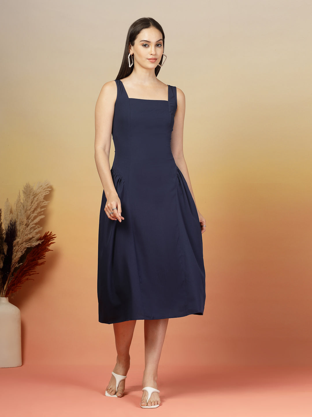 Aayu Grace Square Neck Midi Dress