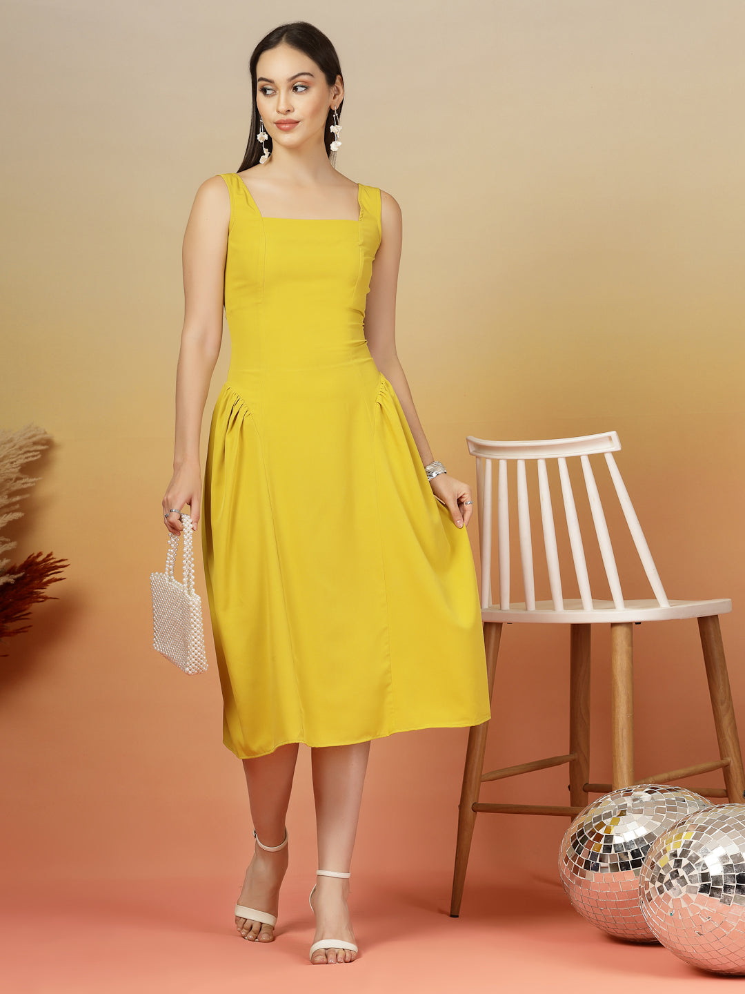 Aayu Grace Square Neck Midi Dress