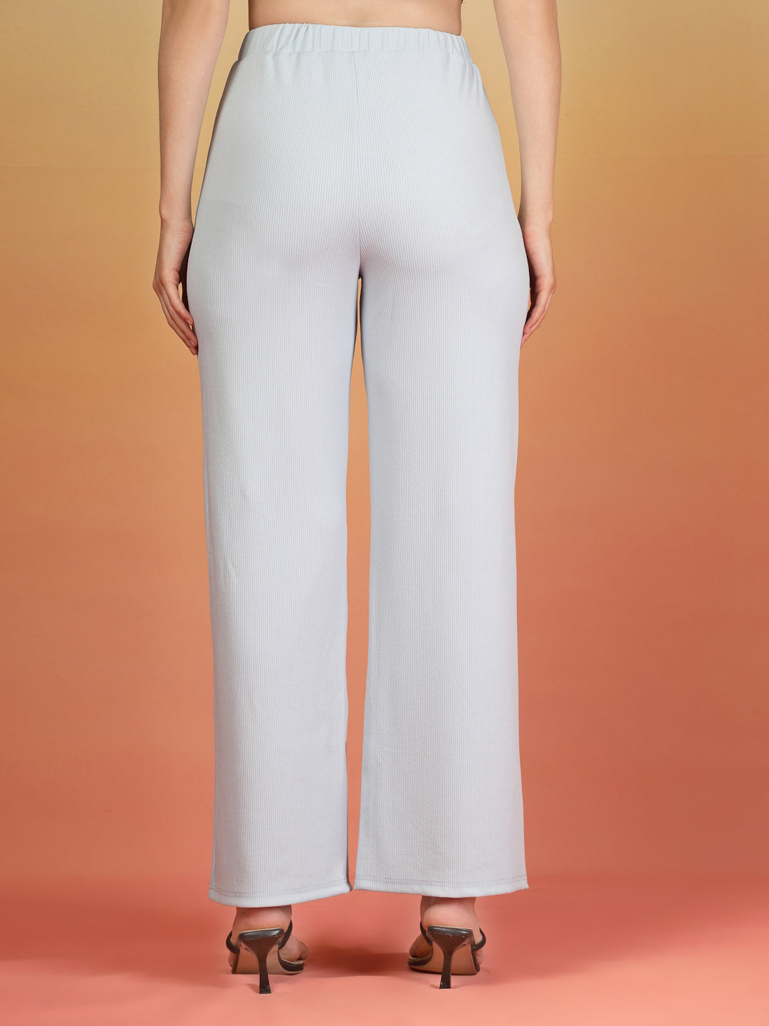 Aayu Ribbed High-Waist Flared Trouser