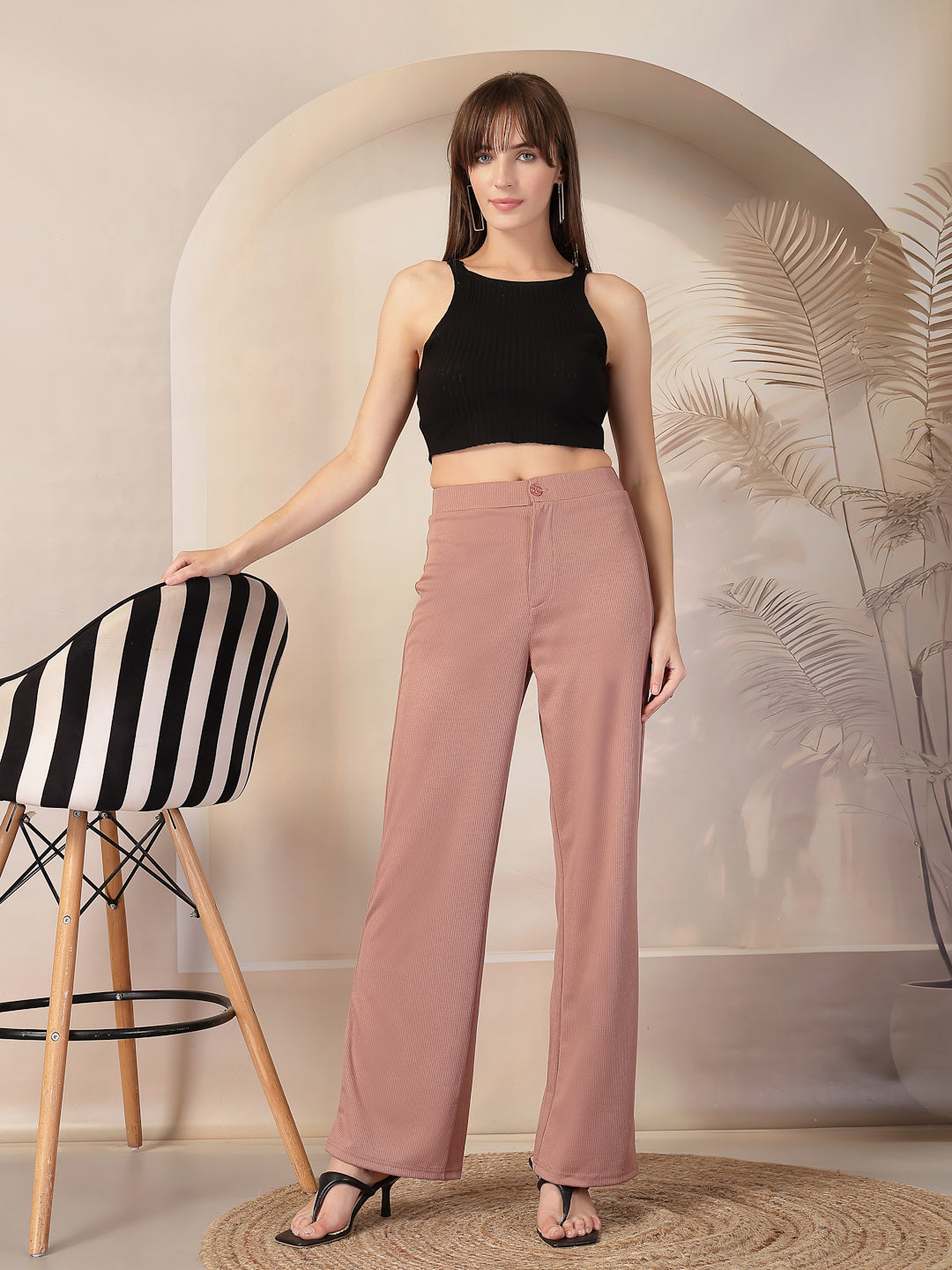 Aayu Classic Ribbed Straight Trouser
