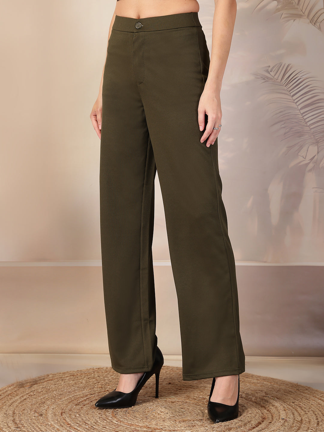 Aayu Classic Ribbed Straight Trouser