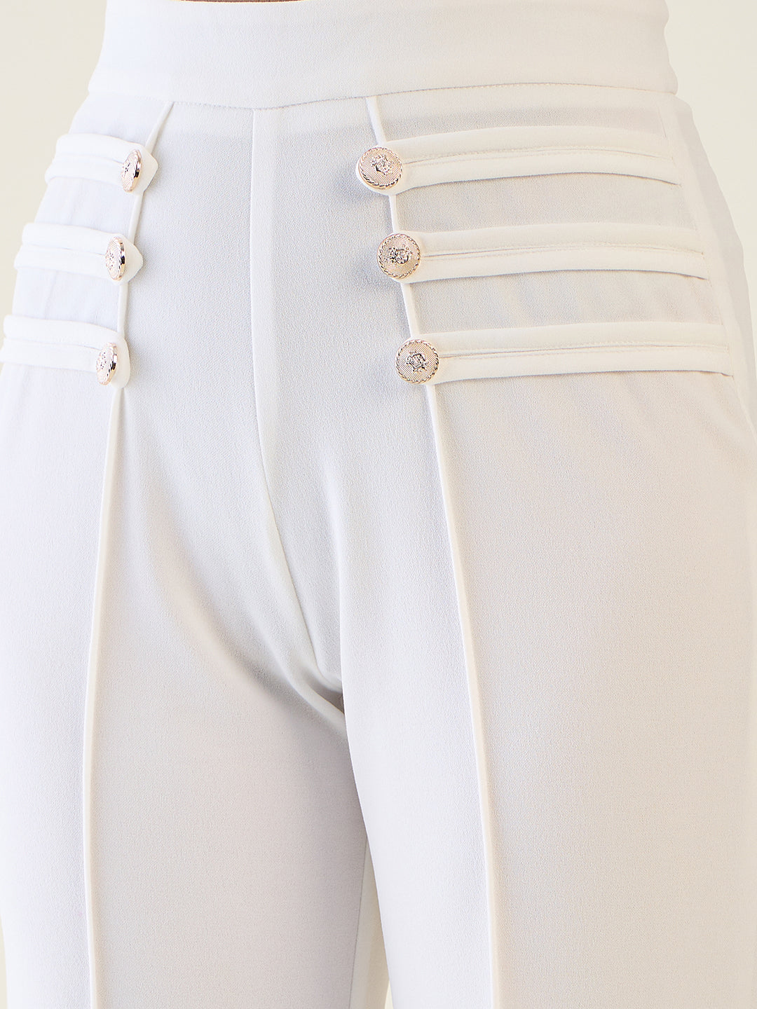 Military Button Detail Flared Trousers