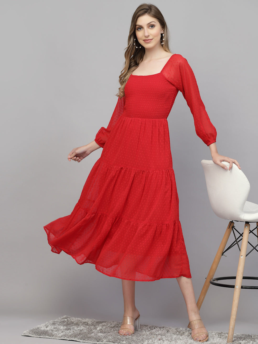 Aayu Women Dobby Smoking Dress