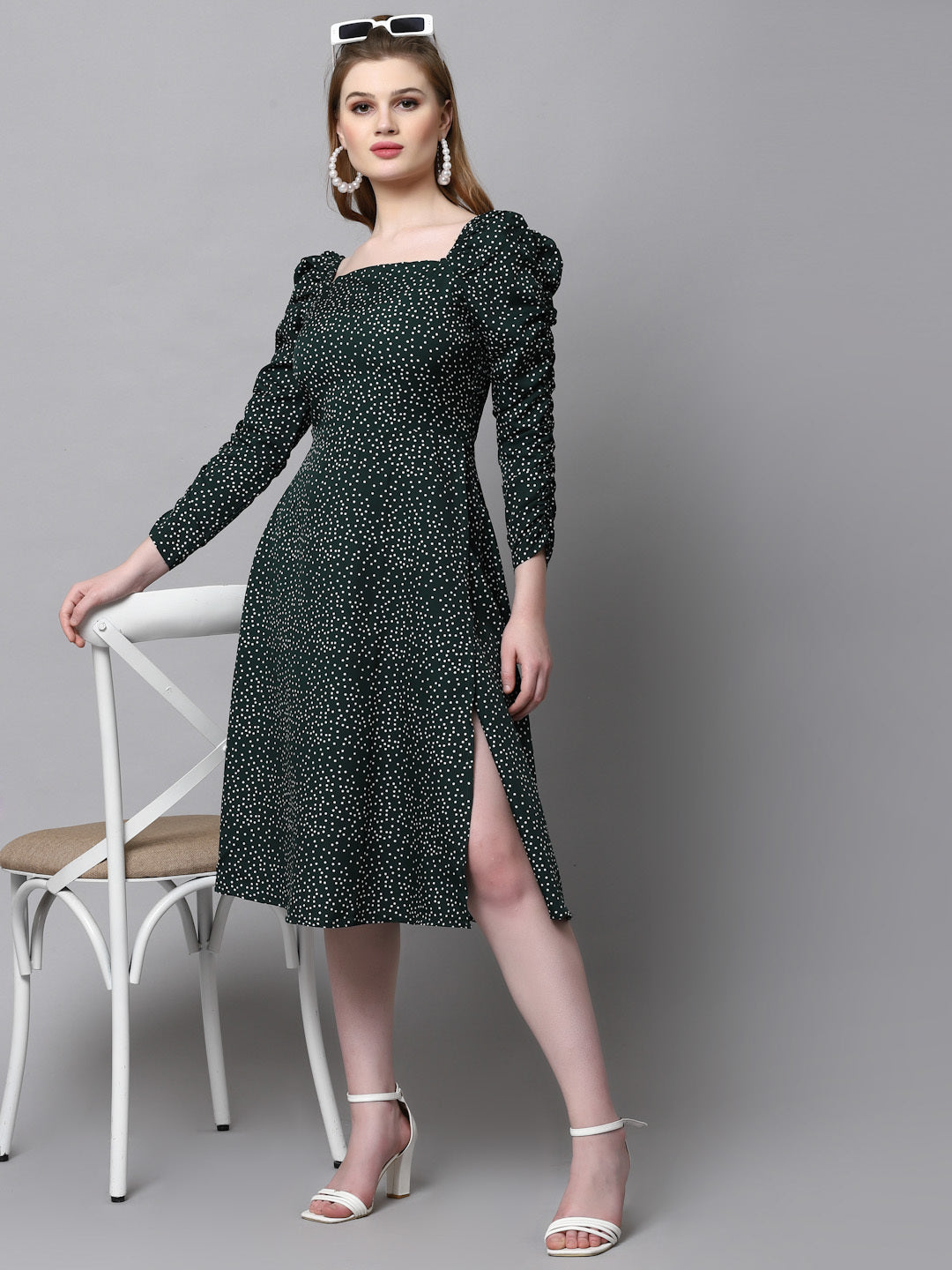 AAYU Women A-Line Green Dress