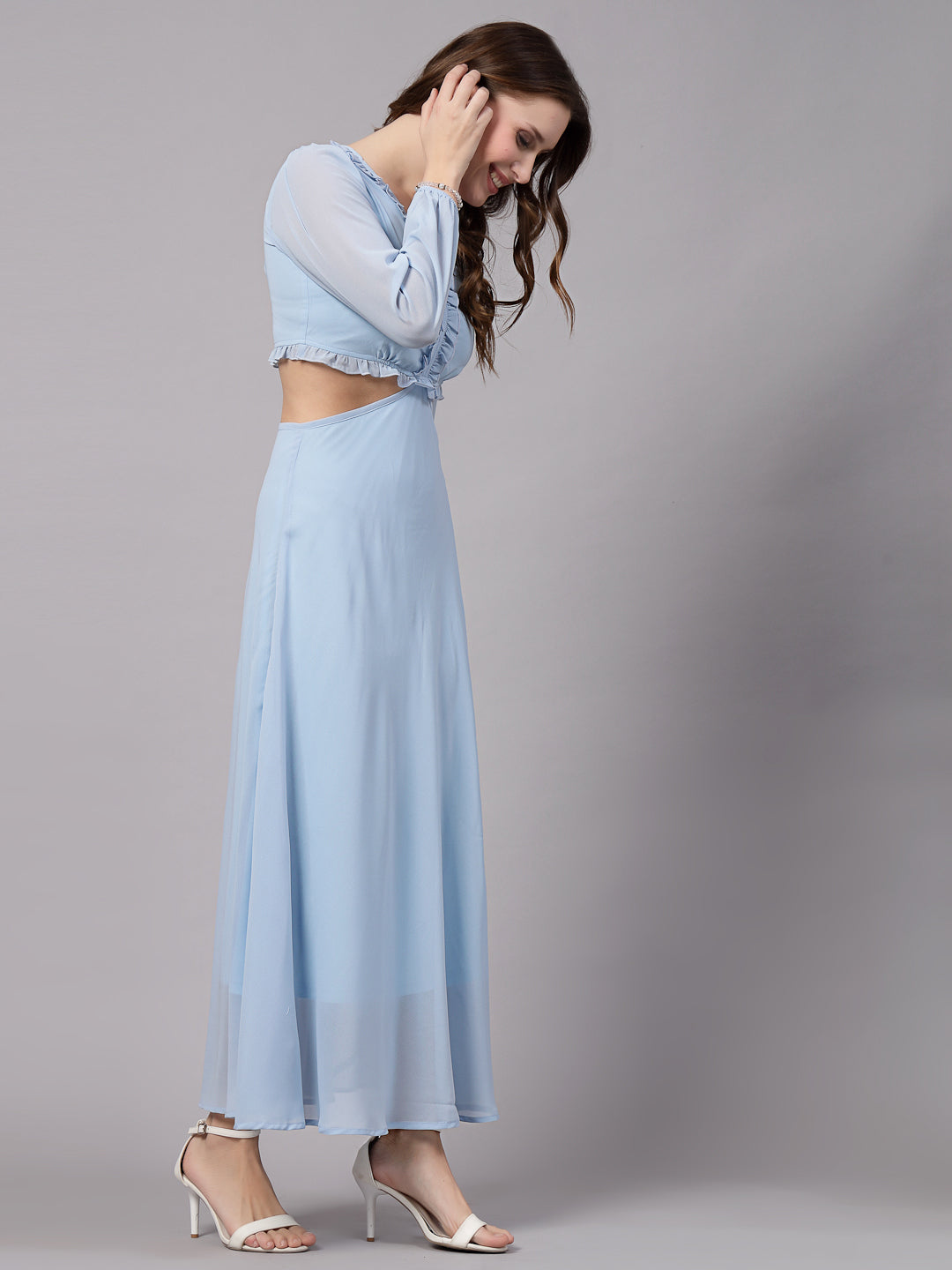 AAYU Women Fit and Flare Sky Blue Dress