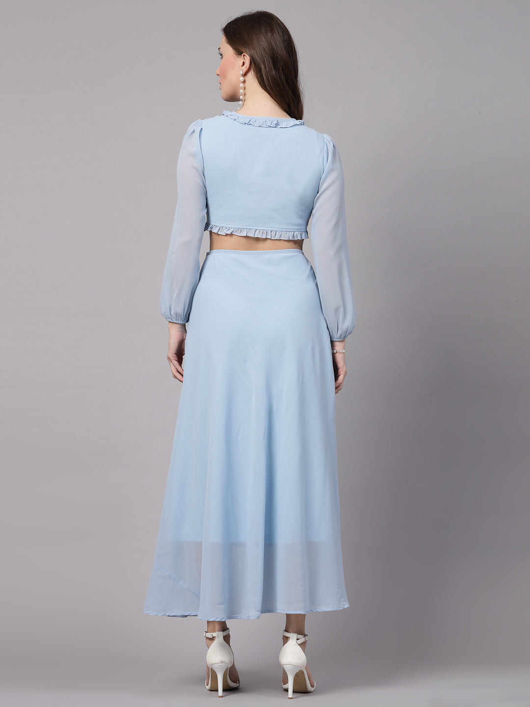 AAYU Women Fit and Flare Sky Blue Dress