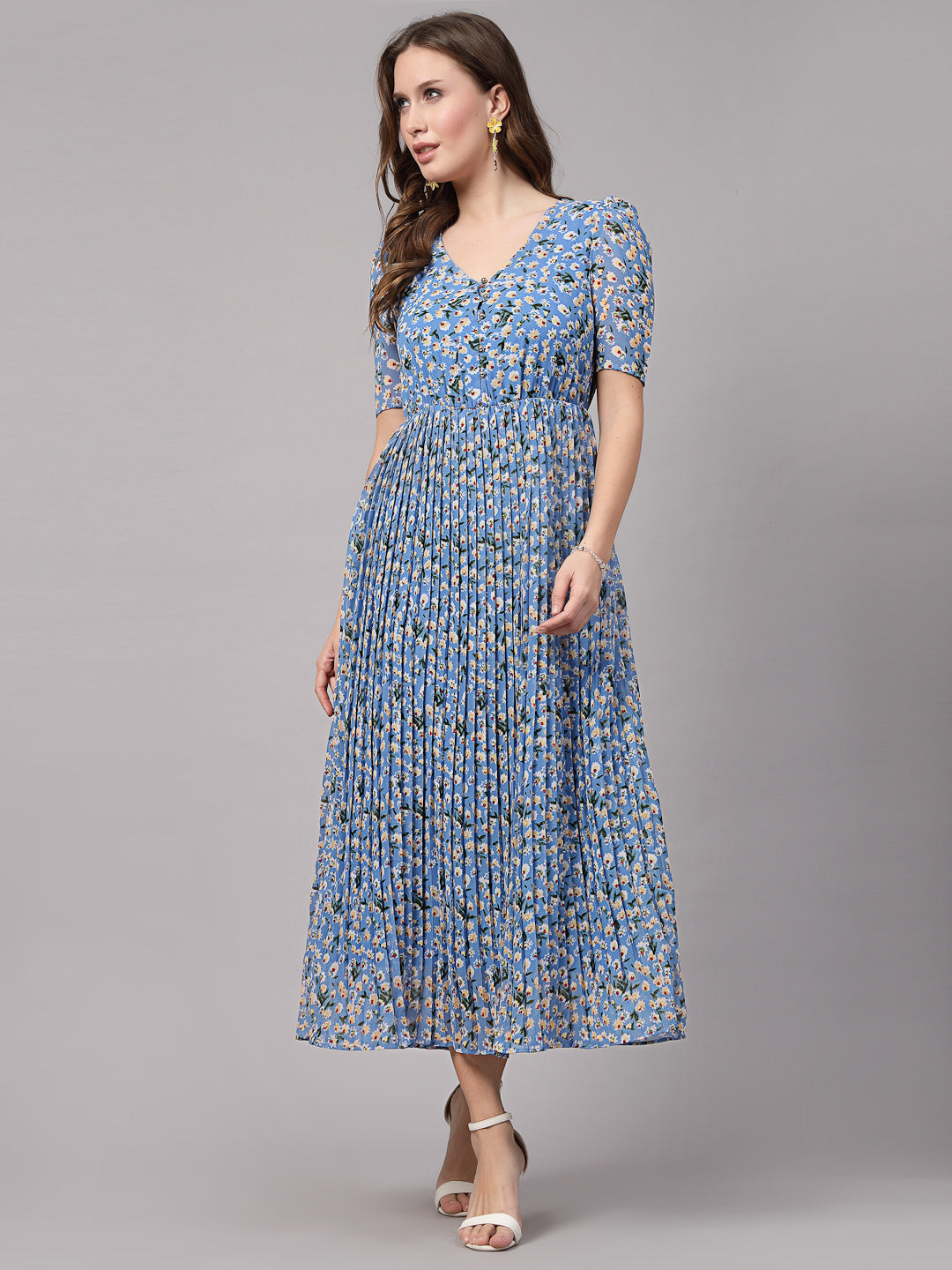 AAYU Women Fit and Flare Blue Dress – Aayu Creation Pvt Ltd