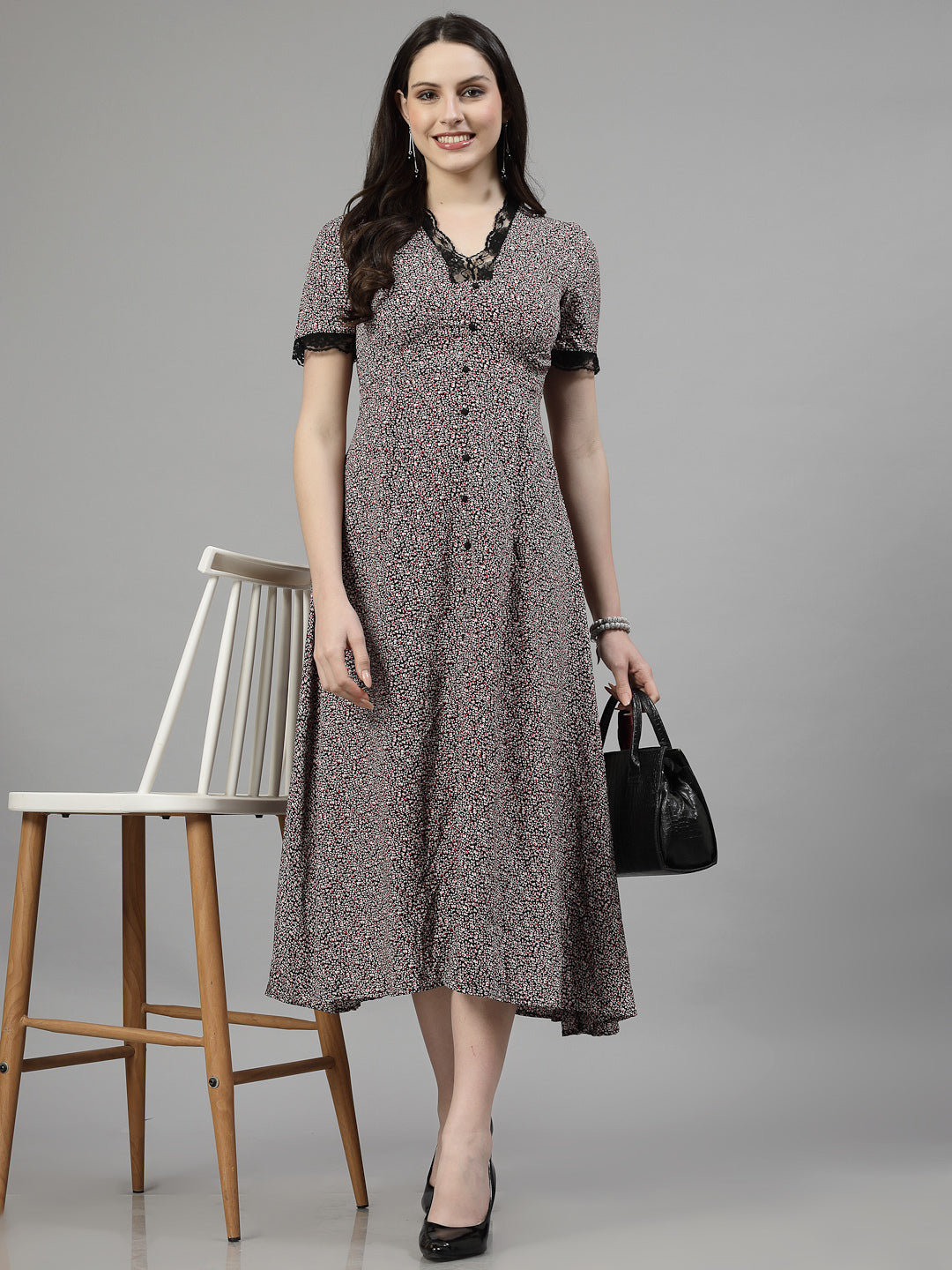 AAYU Women A-Line Black & Red Dress