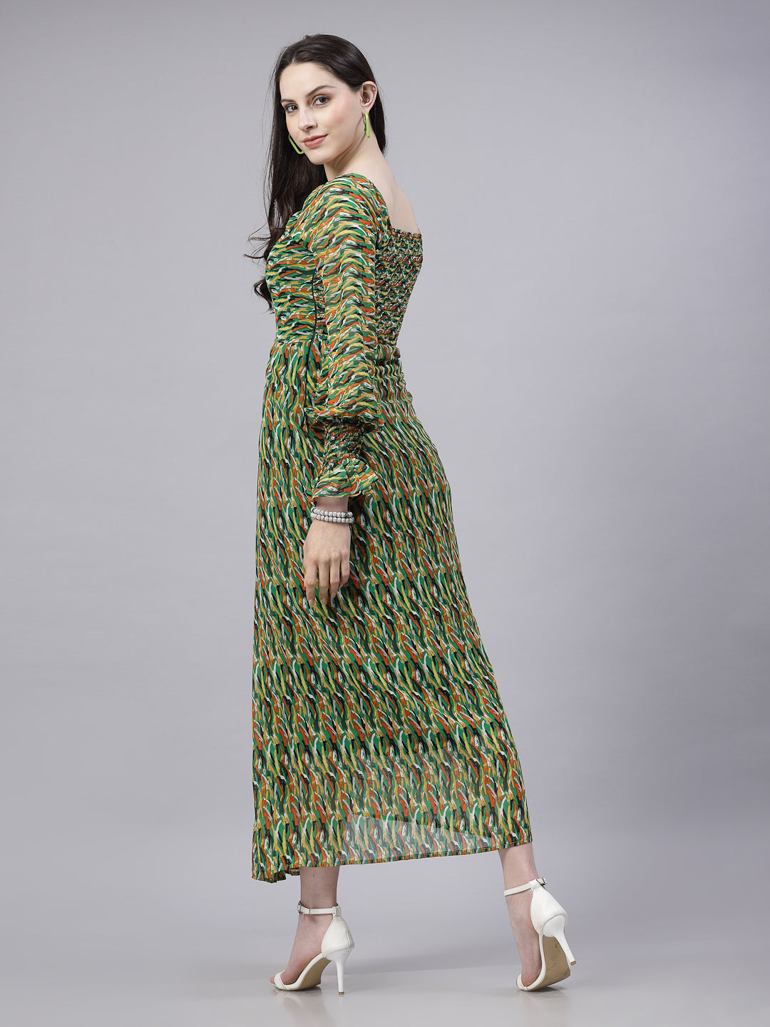 AAYU Women Georgette Printed Multicolor Maxi Dress