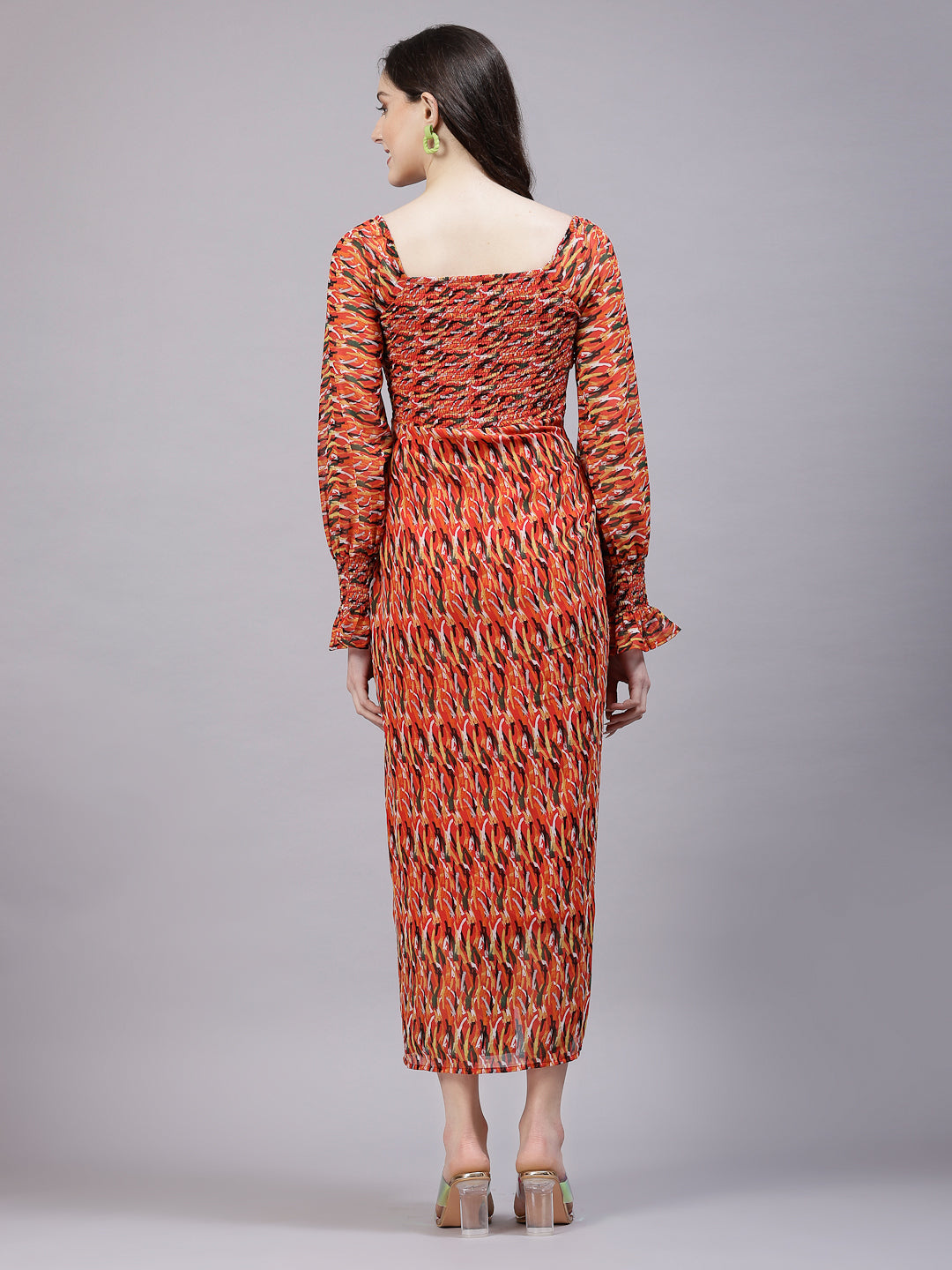 AAYU Women Georgette Printed Multicolor Maxi Dress
