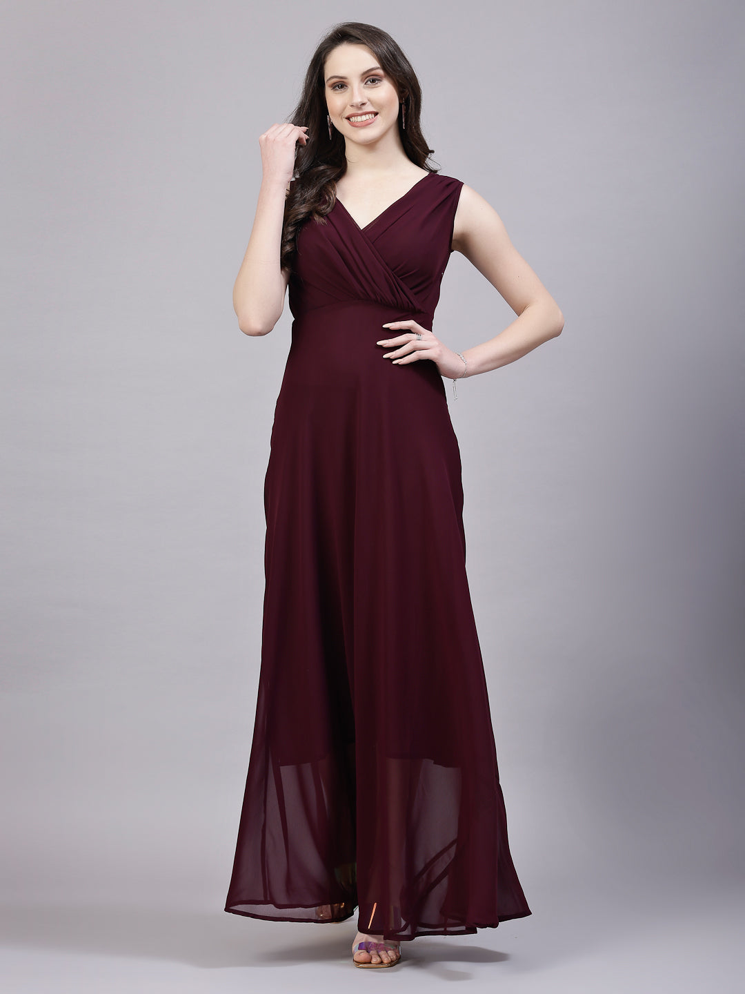 AAYU Women Fit and Flare Wine Color Dress Aayu Creation Pvt Ltd. AAYU Women Fit and Flare Wine Color Dress Aayu Creation Pvt Ltd.