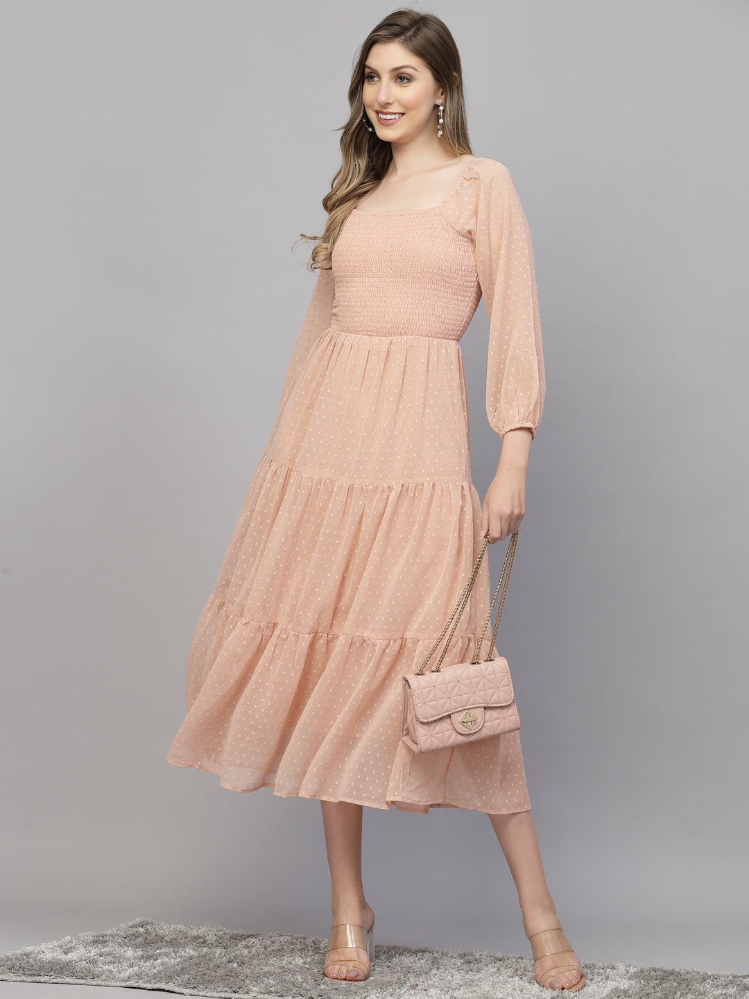 Aayu Women Dobby Smoking Dress