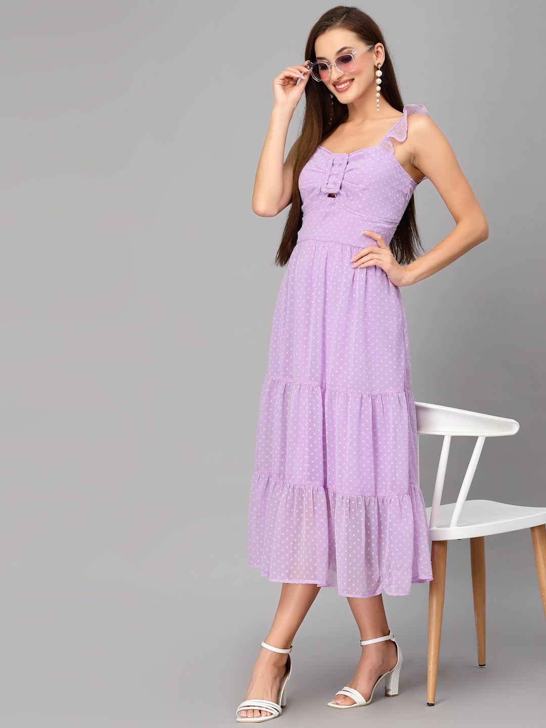 Aayu Women Dobby Buckle Dress