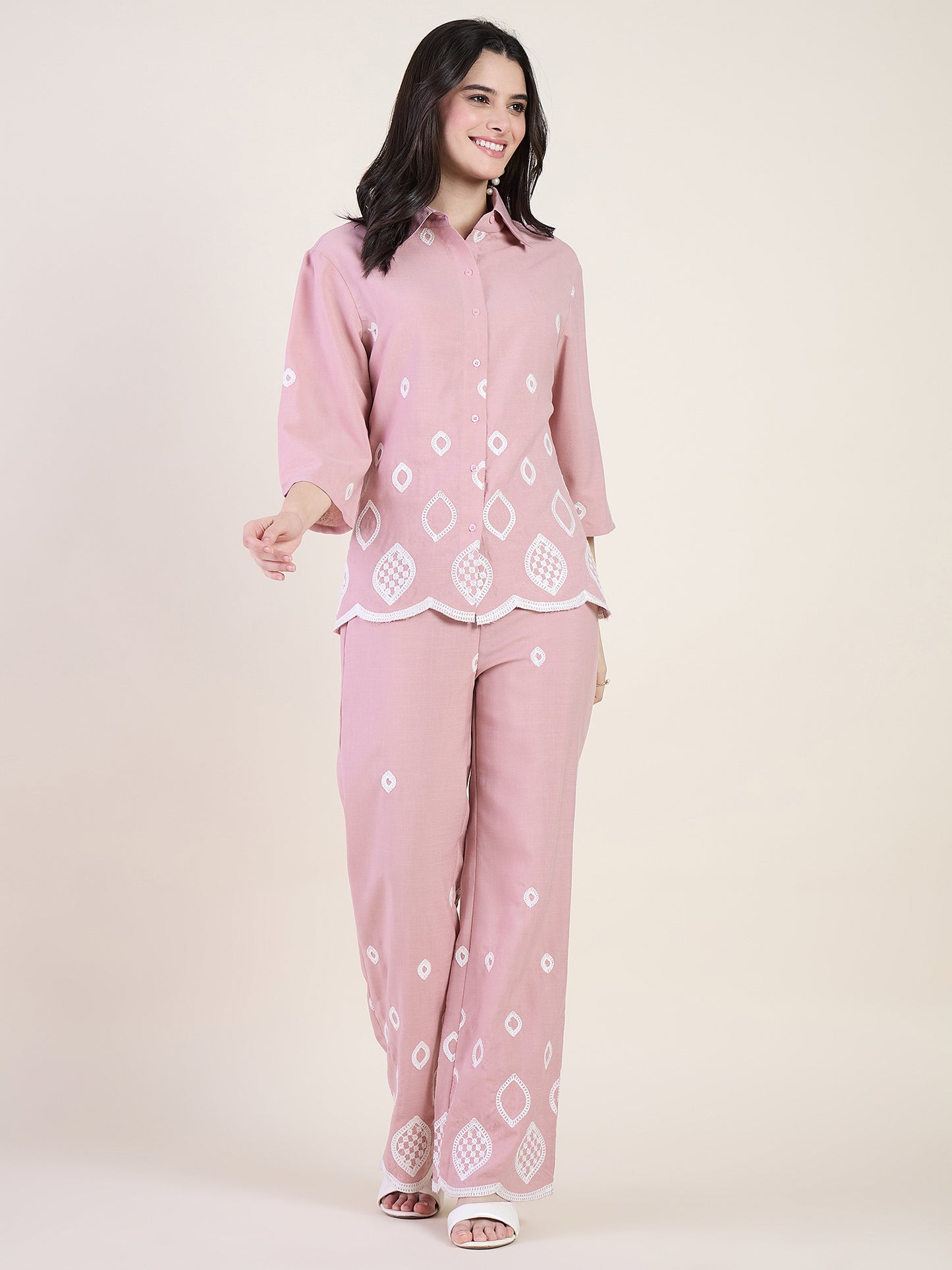 Light Pink Embroidered Co-ord Set