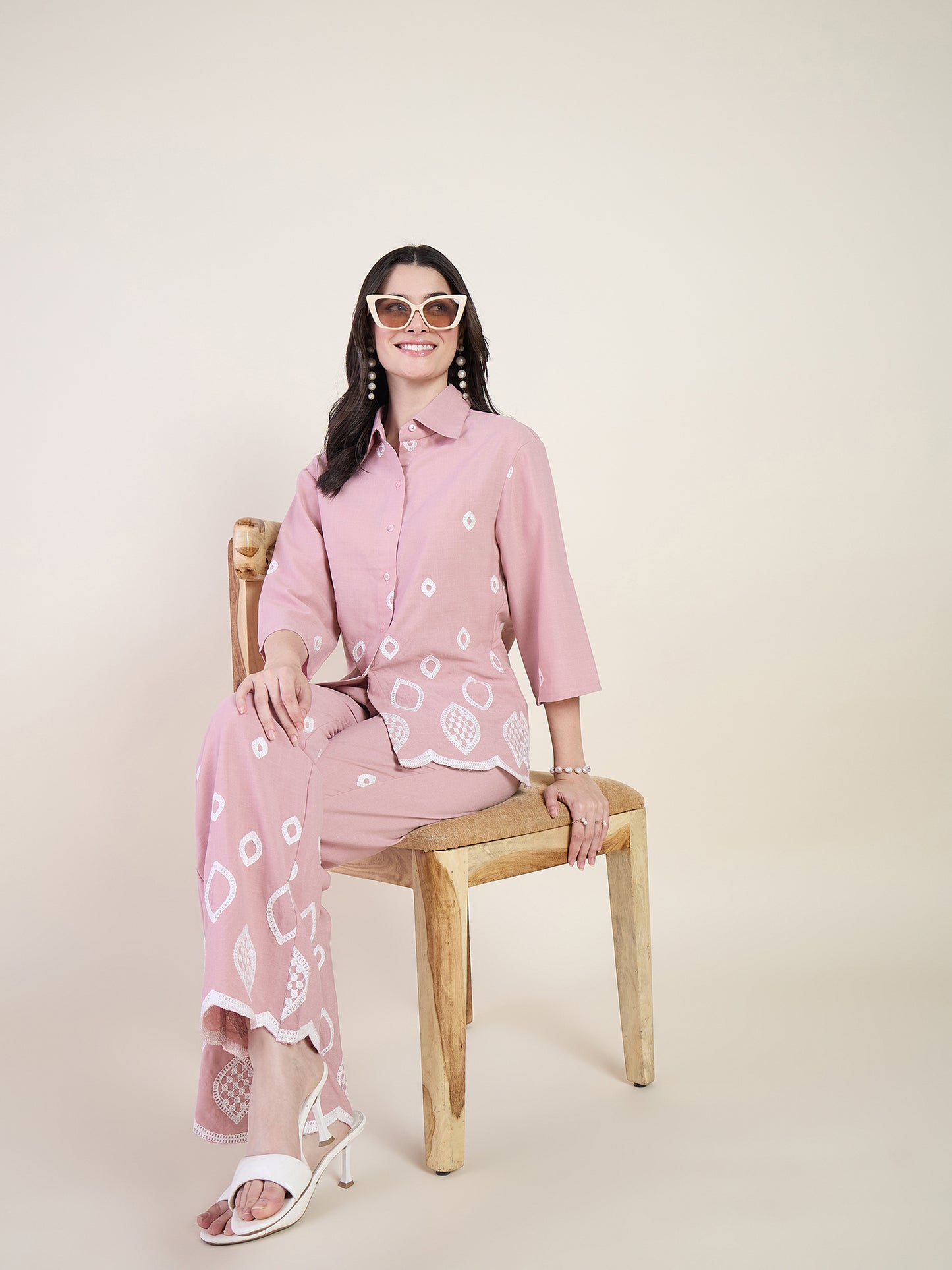 Light Pink Embroidered Co-ord Set