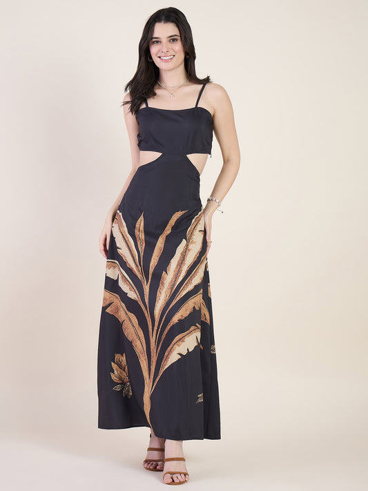 Viana Printed Cutout Maxi Dress