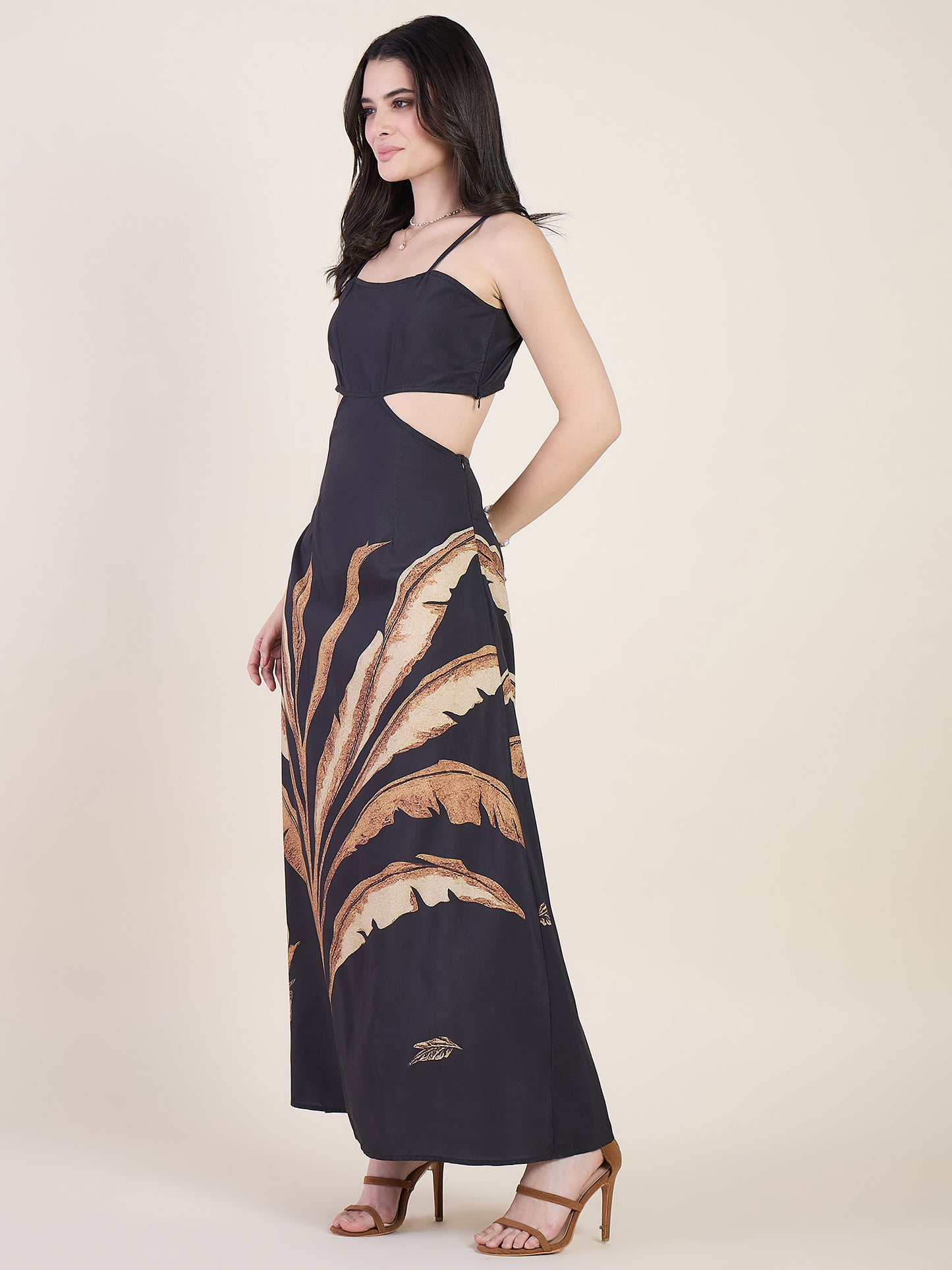 Viana Printed Cutout Maxi Dress