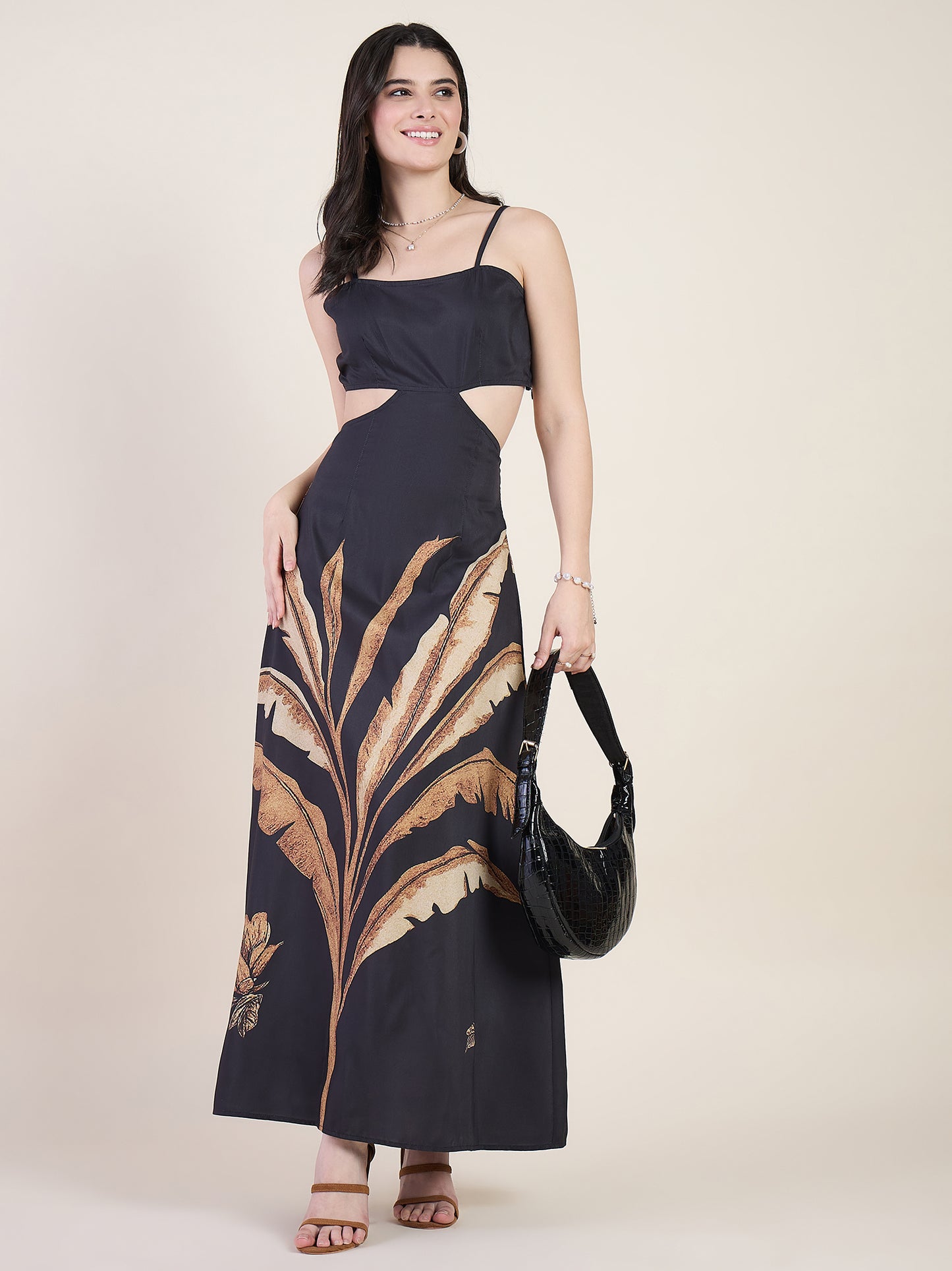 Viana Printed Cutout Maxi Dress