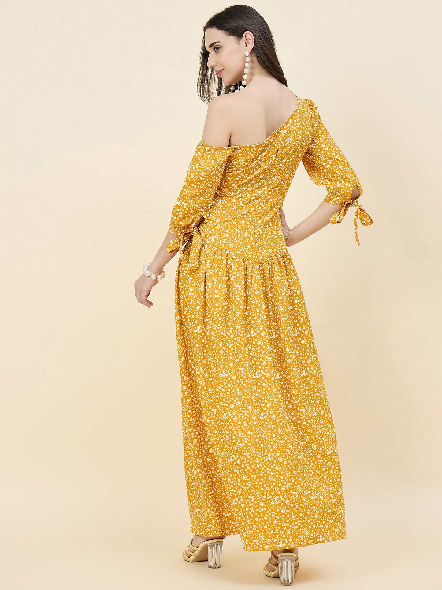 Black Floral One-Shoulder Printed Maxi Dress