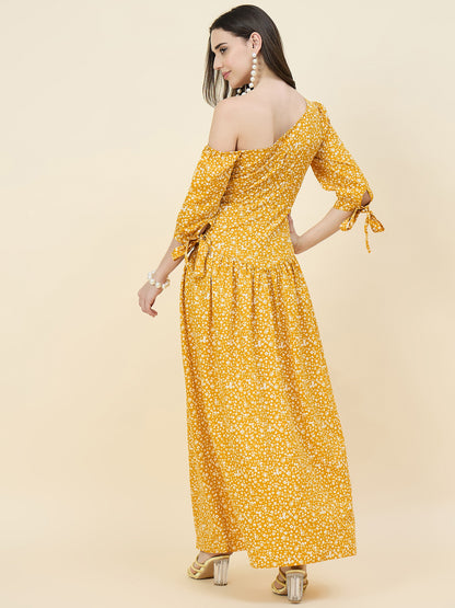 Black Floral One-Shoulder Printed Maxi Dress