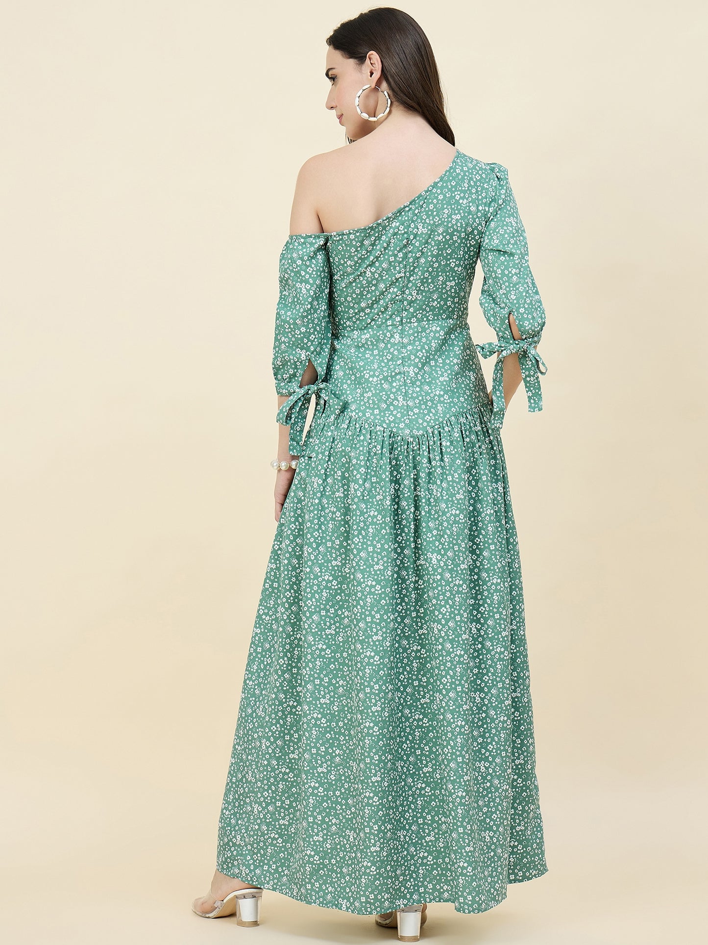 Black Floral One-Shoulder Printed Maxi Dress