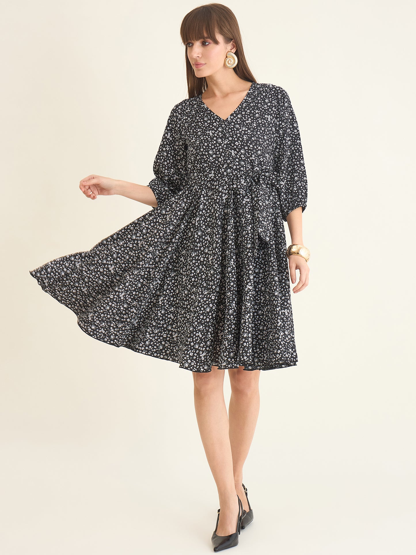 Premium crepe dress in black colour