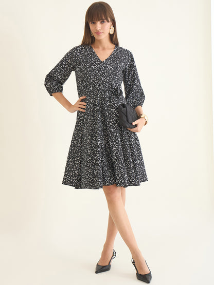 Premium crepe dress in black colour