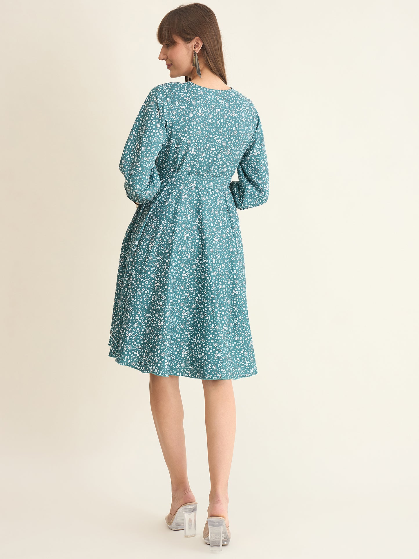 Premium crepe dress in light green colour