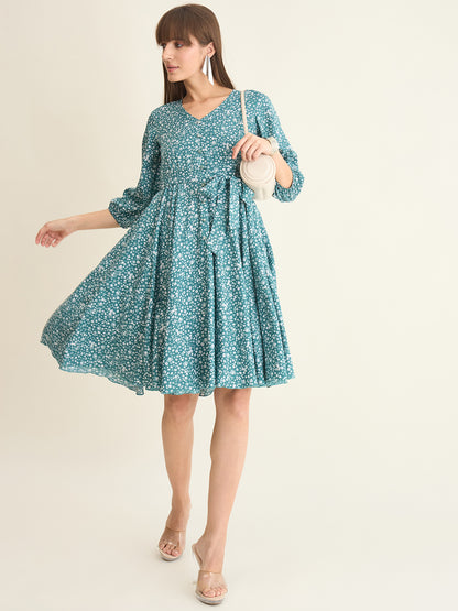 Premium crepe dress in light green colour