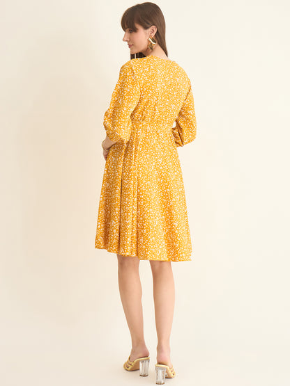 Premium crepe dress in yellow colour