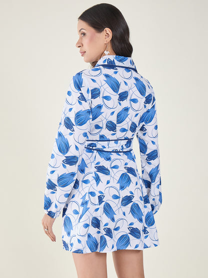 Zalina Printed Collared Mini Dress