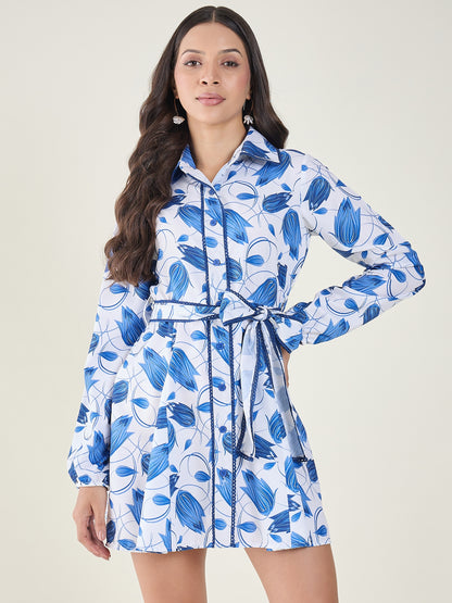Zalina Printed Collared Mini Dress