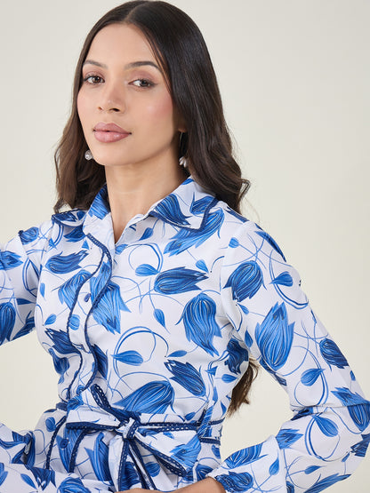 Zalina Printed Collared Mini Dress