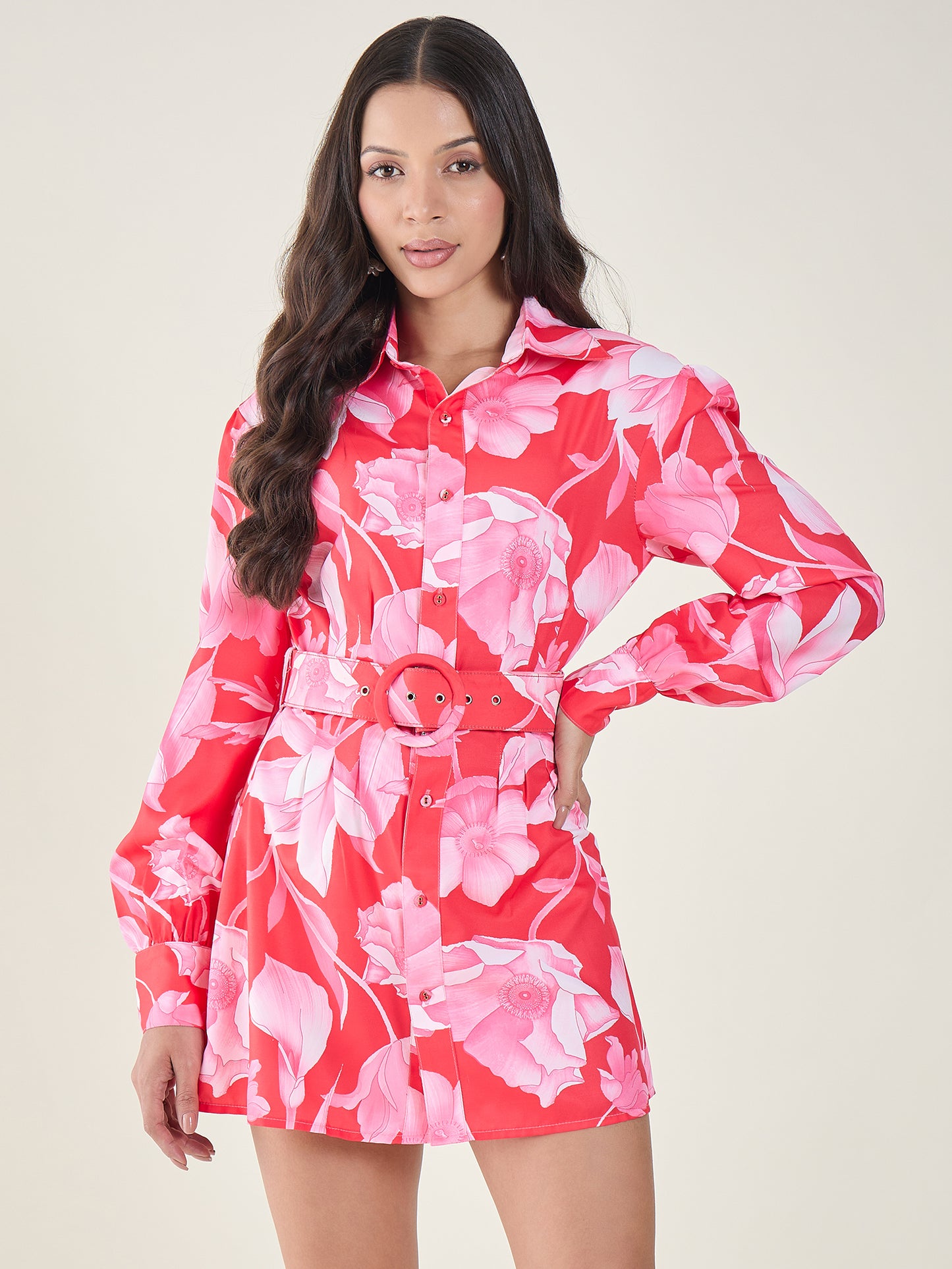 Catalina Floral Collared Tunic Dress