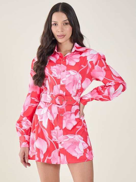 Catalina Floral Collared Tunic Dress
