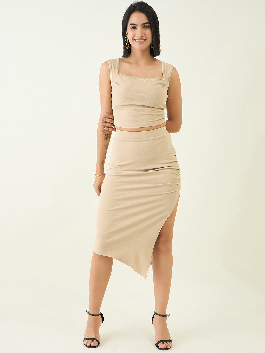 Valentino Knit Crop Top and High Waist Skirt Set