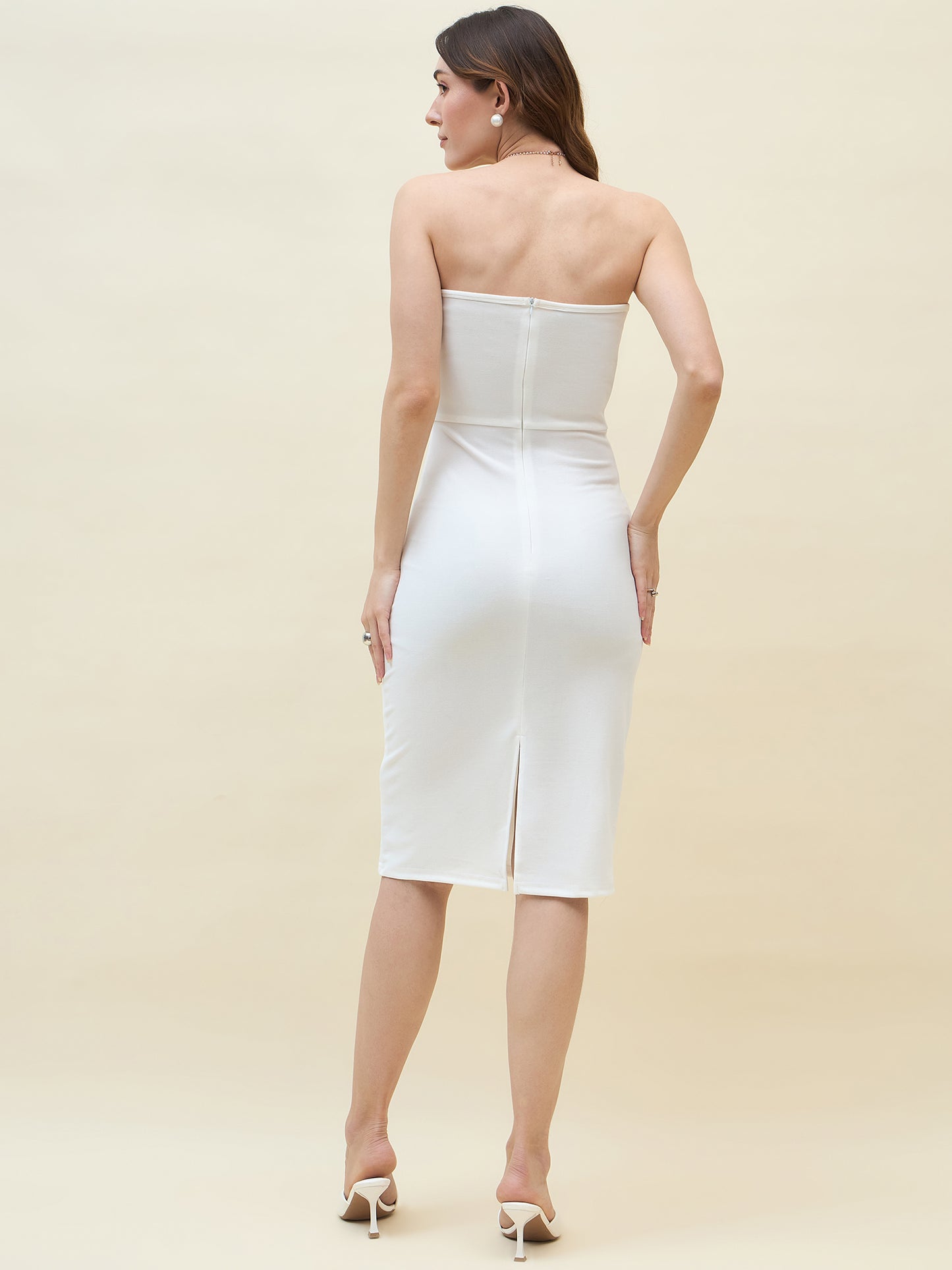 Lycra bodycon dress in white color