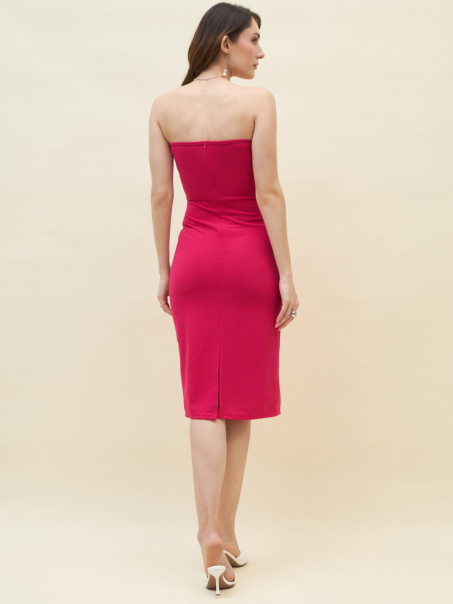 Lycra bodycon dress in pink color