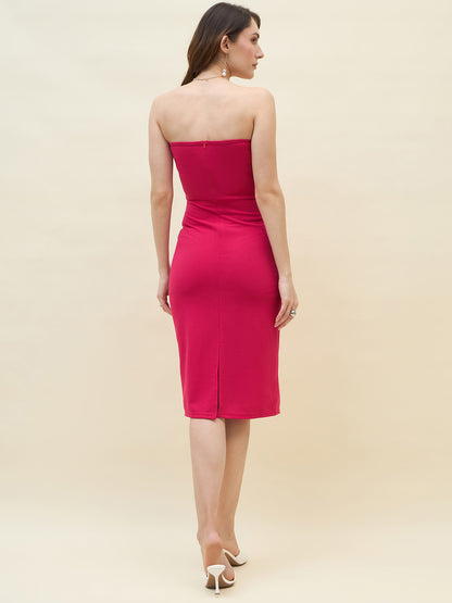 Lycra bodycon dress in pink color