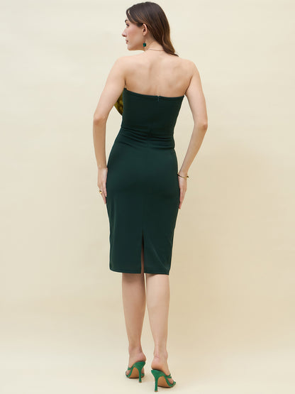 Lycra bodycon dress in green color