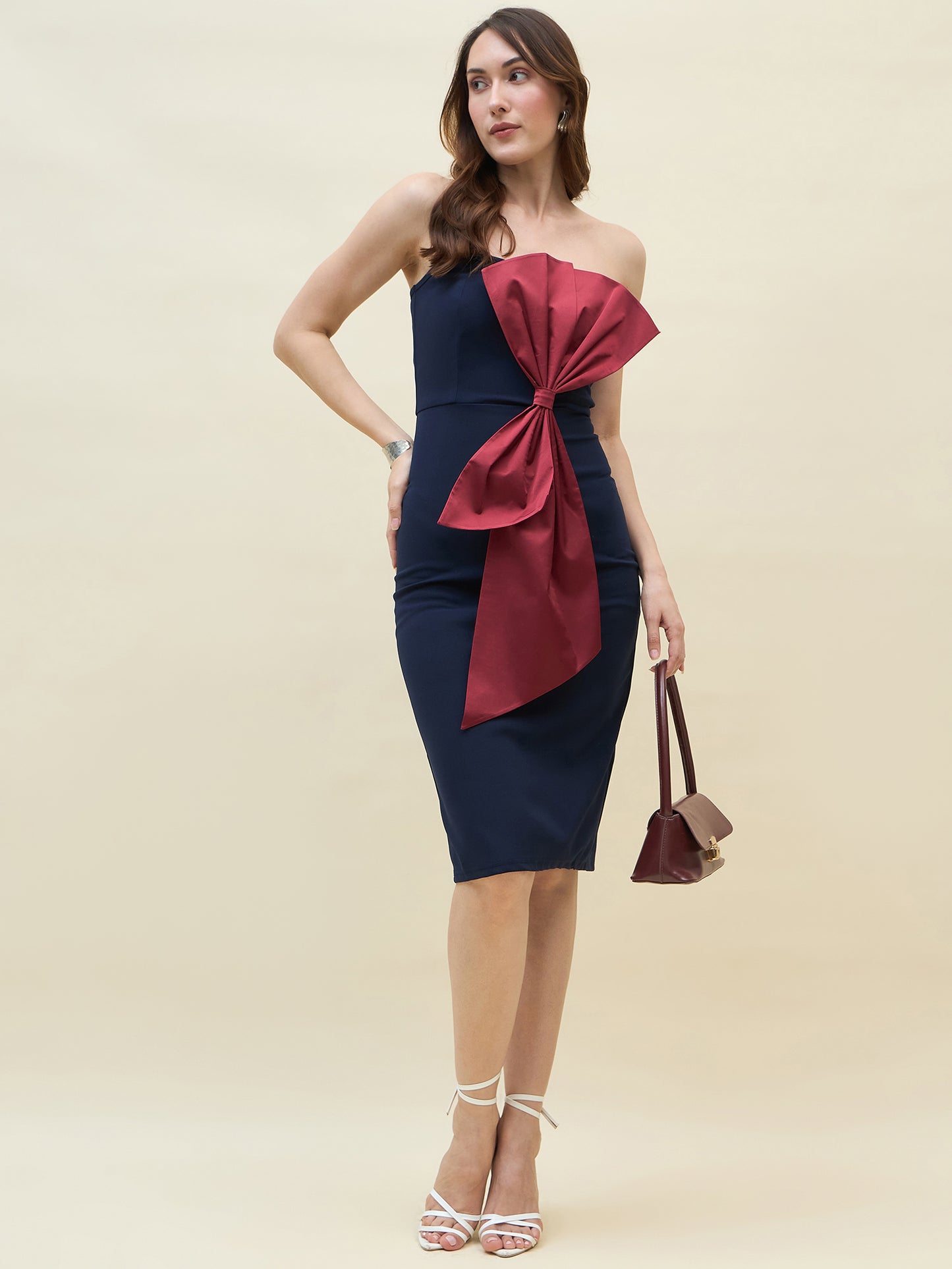 Lycra bodycon dress in blue color