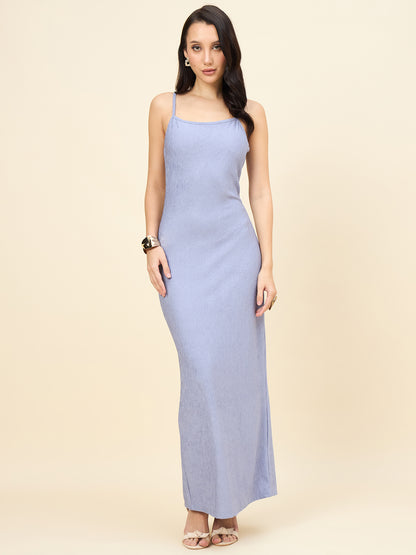 Black Solid Square Neck Bodycon Maxi Dress