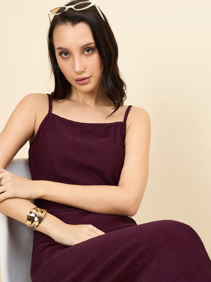 Black Solid Square Neck Bodycon Maxi Dress