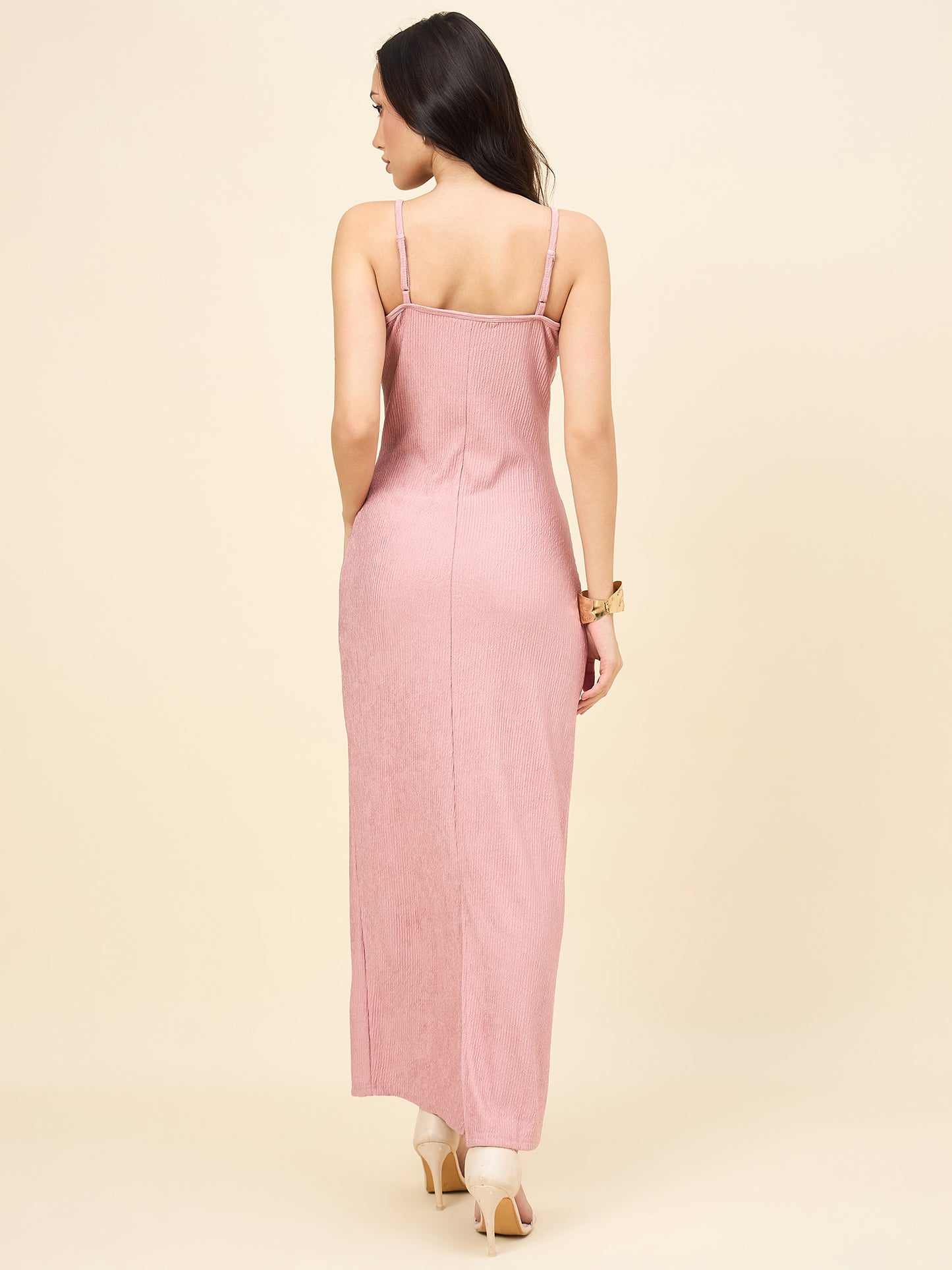Black Solid Square Neck Bodycon Maxi Dress