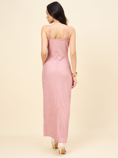 Black Solid Square Neck Bodycon Maxi Dress