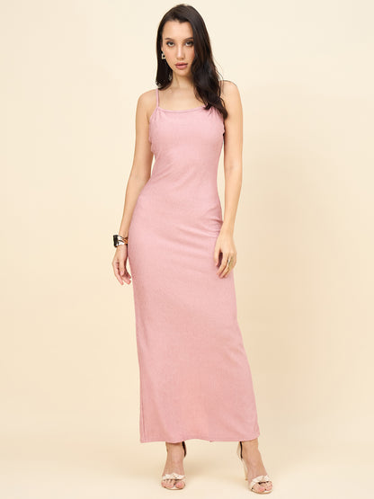 Black Solid Square Neck Bodycon Maxi Dress