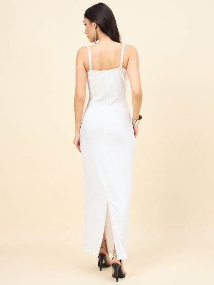 Black Solid Square Neck Bodycon Maxi Dress