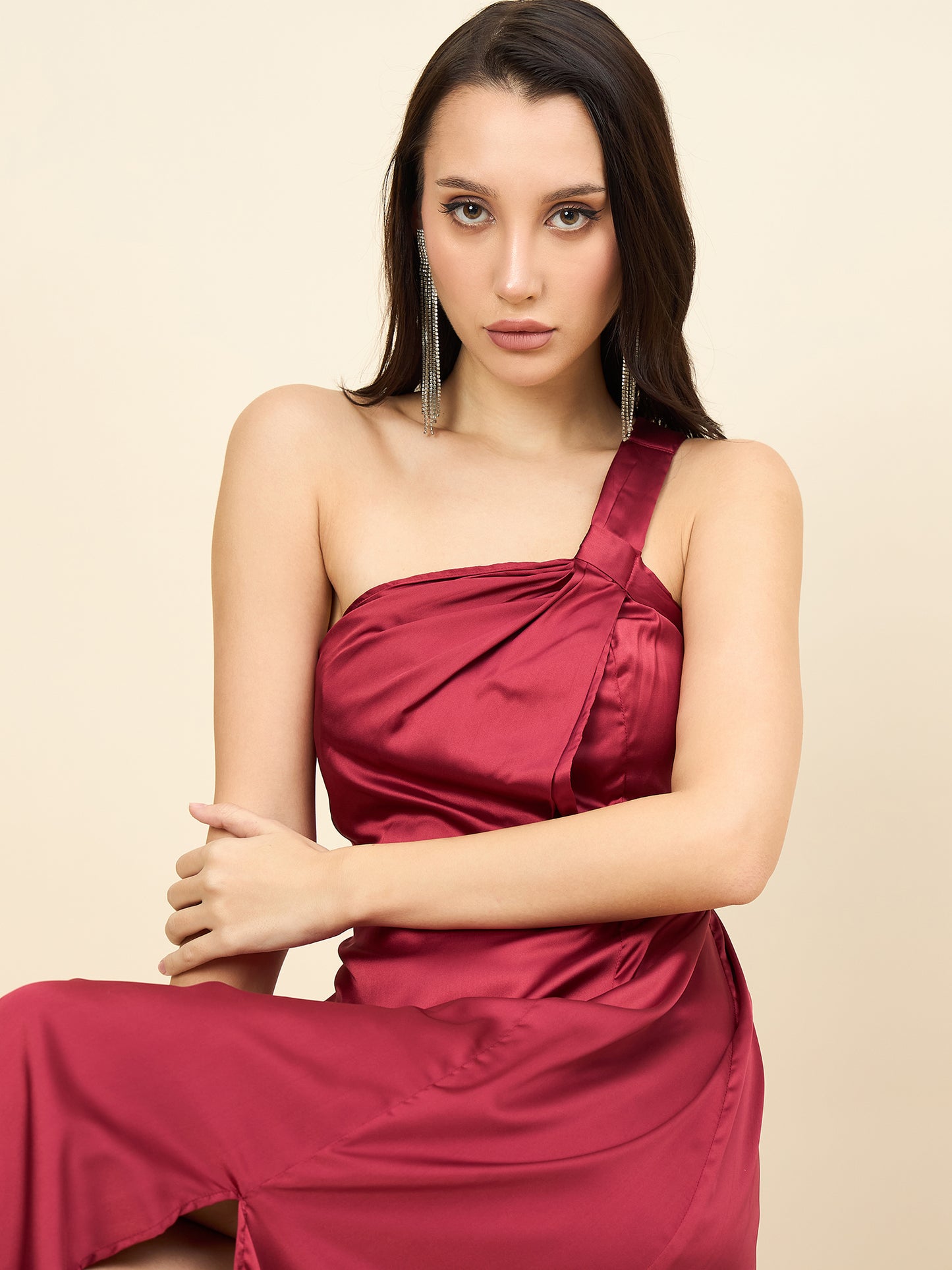 Celia Satin Asymmetric Dress